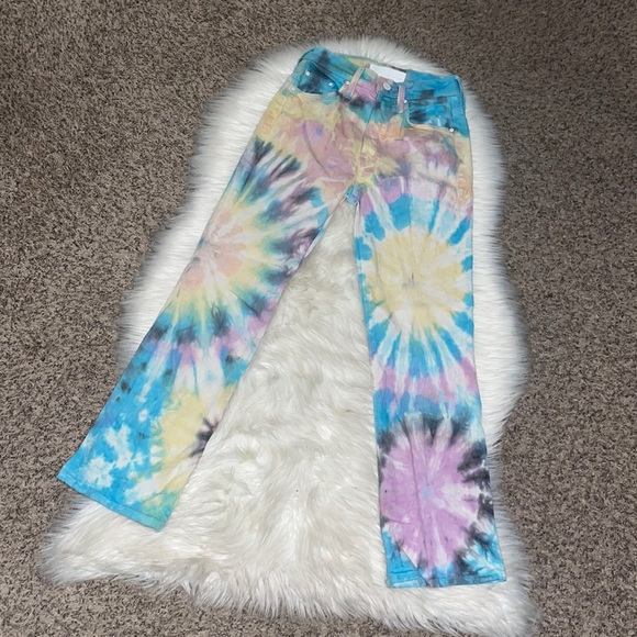 Mother The Tripper Tie Dye High Rise Kick Flare Jeans in Swirling Secrets - Picture 5 of 13